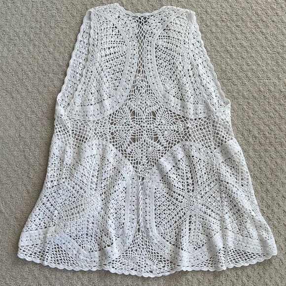 Joseph A. Crochet Open Vest/Duster White Size Medium NWT - Picture 6 of 11